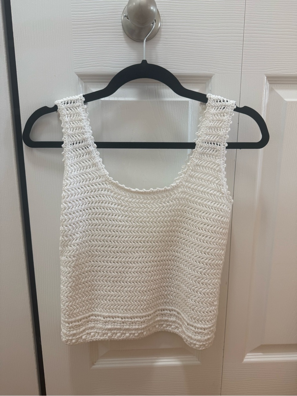 VINCE White Crochet Tank Top - Sleeveless Knit Women’s Top